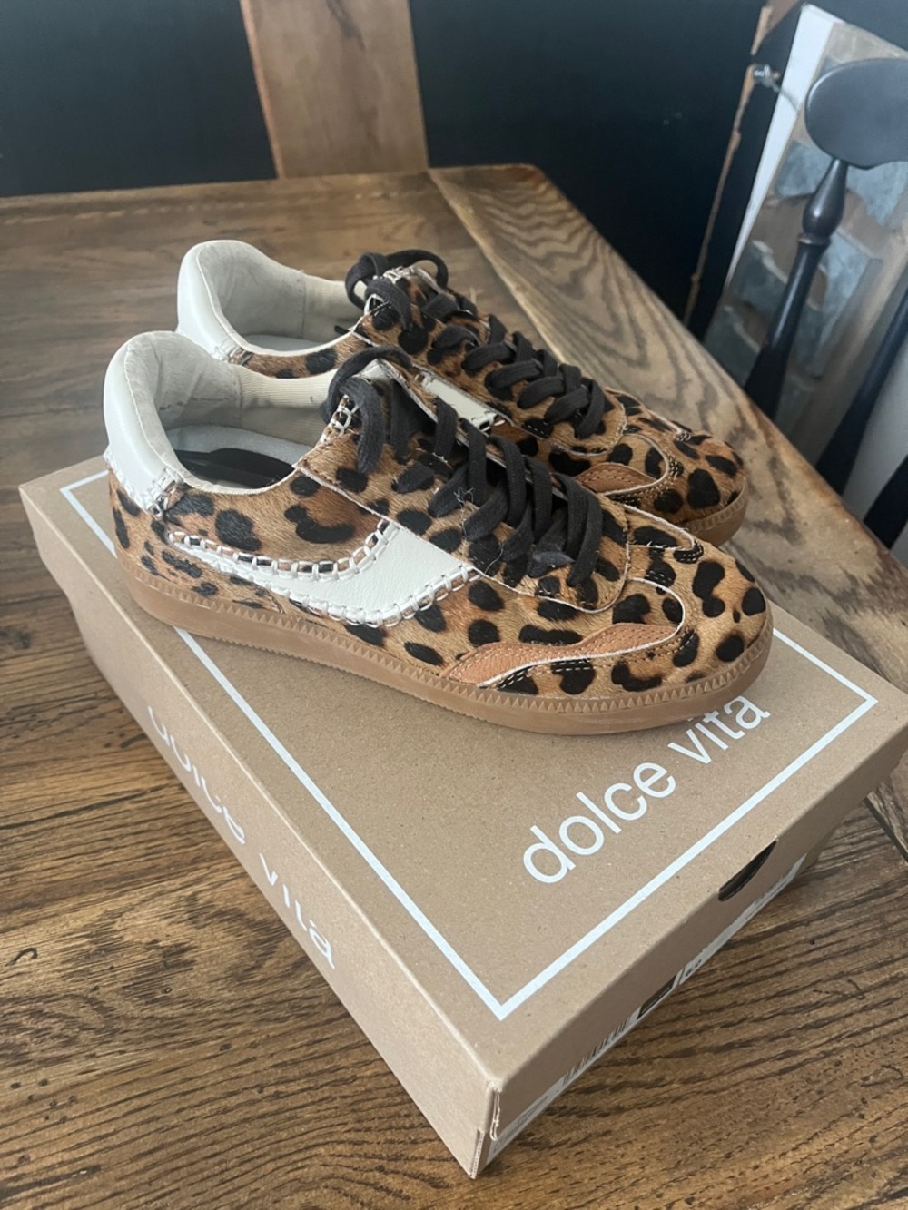 Dolce Vita Leopard-Print Sneakers with White Stripe